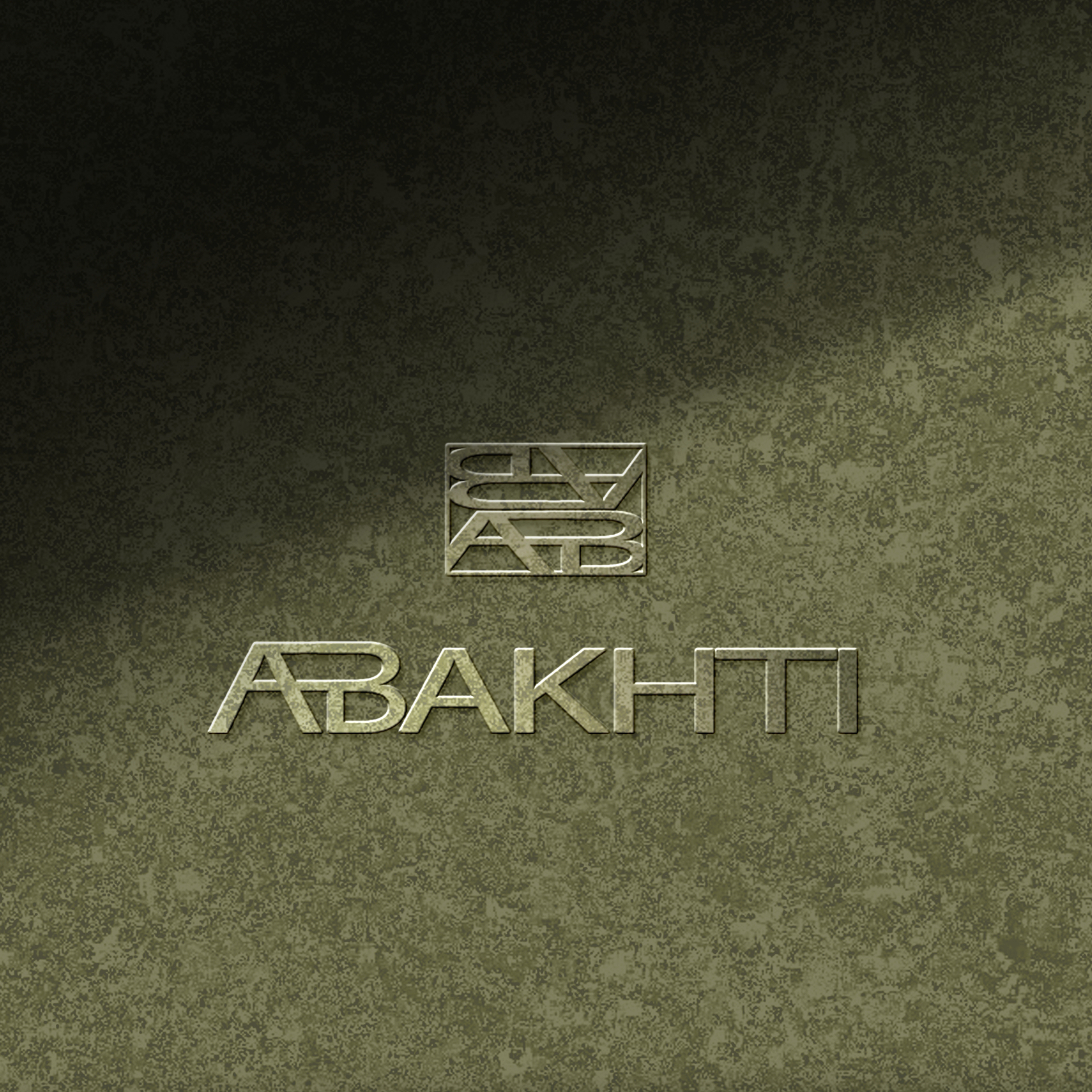 Abakhti woordmerk en monogram in metallic op groene textuur